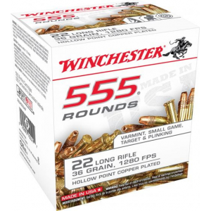 chester USA 22 LR 36 Gr Copper Plated Hollow Point 555 Round Box Ammo