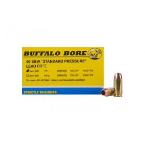 falo Bore Standard Pressure Barnes TAC-XP Lead Free 40 S&W 125 Gr 20 Round Box Ammo