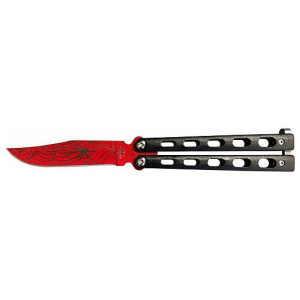 Bear & Son Butterfly Knife 3" Widow Series Red/Black - Bear & Son Cutlery