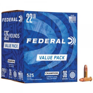 eral .22 LR 36 Grain Copper Plated Hollow Point 525rd Box Ammo