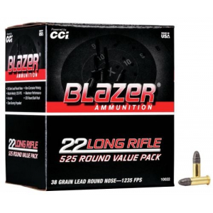  10022 Blazer Value Pack 22 LR 38 Gr 1235 Fps Lead Round Nose (LRN) 525 Bx/10 Cs Ammo