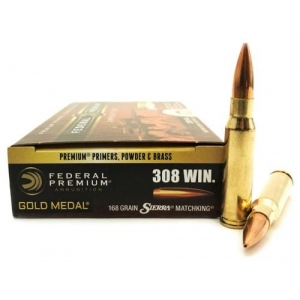 eral Premium Gold Medal Sierra MatchKing Boat Tail Hollow Point 308 Winchester 20 Round Box Ammo