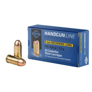  Handgun 9mm Browning Long 108 Gr Full Metal Jacket (FMJ) 50 Bx/ 20 Cs Ammo