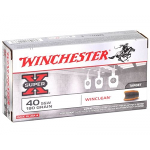 chester Super X Winclean Brass Enclosed Base Soft Point 40 S&W 180 Gr 50 Round Box Ammo