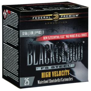 eral Black Cloud FS Steel High Velocity 12 Gauge 3 1 1/8 Oz 3 Shot 25 Bx/ 10 Cs Ammo