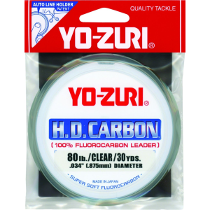 Yo-Zuri HD Carbon Fluorocarbon Leader Fishing Line, Clear, 80lb Break Strength, 30 Yards - Yo-Zuri