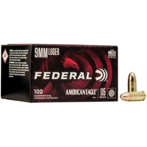 eral American Eagle Full Metal Jacket 9mm 100 Round Box Ammo