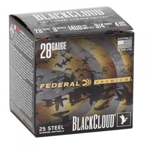 eral PWBX2854 Federal Premium Black Cloud 28 Gauge 3 3/4 Oz Steel/4 Shot 25 Per Box/ 10 Cs Ammo