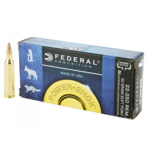 eral Power-Shok 22-250Rem 55gr Jacketed Soft Point 20 Per Box/10 Case Ammo