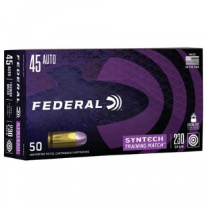 eral AE45SJ2 Syntech Training Match .45 ACP 230 Gr Total Syntech Jacket Flat Nose (TSJFN) 50 Bx/ Cs Ammo