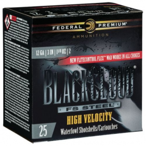 eral Black Cloud FS Steel High Velocity 12 Gauge 3 1 1/8 Oz 2 Shot 25 Bx/ 10 Cs Ammo