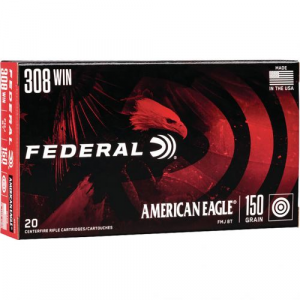 eral American Eagle Rifle 308 Win. 150 Gr. FMJ Boat-Tail 20 Rd. Ammo