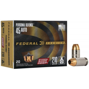 eral 45acp Hydra-Shock 210gr Hollow Point 20 Round Box Ammo