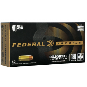 eral Gold Medal Centerfire Pistol 40 S&W 180 Gr Full Metal Jacket 50 Per Box Ammo