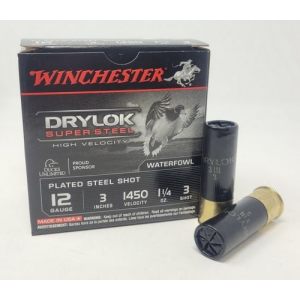 chester Drylock Super Steel High Velocity 12 Gauge 3 1 1/4 Oz 3 Shot 25 Bx/ 10 Cs Ammo