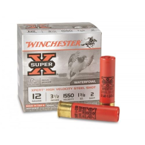 chester Super X Xpert High Velocity Steel 12 Gauge 3.5 2 Shot 25 Round Box Ammo