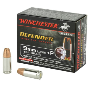 Winchester Defender Ammunition 9mm Luger 124 +P Grain Bonded Jacketed Hollow Point - Winchester