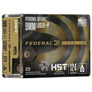 eral Premium Personal Defense HST Jacketed Hollow Point 9mm P 124 Gr 20 Round Box Ammo