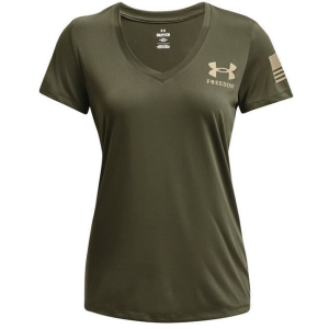 Under Armour Freedom Tech T-Shirt, OD Green, Women's, L - Under Armour