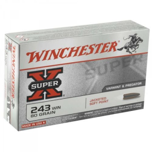 chester Super-X 243 Winchester 80gr Jacketed Soft Point 20rd Box Ammo