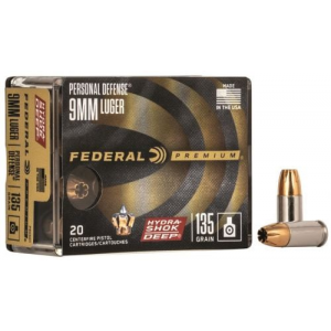 eral Premium Personal Defense Hydra-Shock Deep Hollow Point 9mm 20 Round Box Ammo