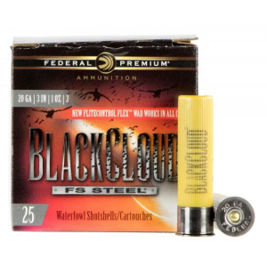 eral Black Cloud FS Steel 20 Gauge 3 1 Oz 3 Shot 25 Bx/ 10 Cs Ammo