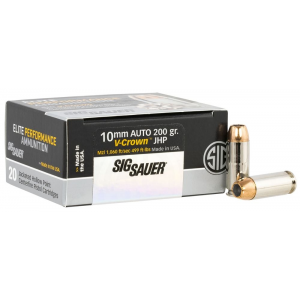  Sauer E10MM200-20 Elite V-Crown 10mm Auto 200 Gr Jacketed Hollow Point (JHP) 20 Bx/ 10 Cs Ammo