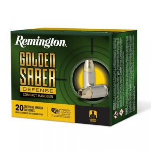 ington Ammunition Golden Saber Defense .45 ACP 230 Gr Brass Jacket Hollow Point (BJHP) 20 Bx/ 25 Cs For Compact Handguns Ammo