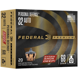 eral .32 ACP 68 Gr Hydra-Shok Jacketed Hollow Point 20 Per Box/ 10 Case Ammo