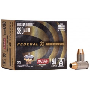 eral Hydra-Shok Jacketed Hollow Point 20RD 90gr 380 Auto Ammo