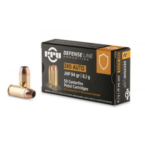 I PPU Defense .380 ACP 94gr Jacketed Hollow Point 50rd Box Ammo