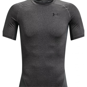 UA Men's HeatGear Armour Short Sleeve Carbon Heather/Black MD - Under Armour
