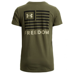 UA Women's Freedom Banner T-Shirt Marine OD Green/Black 2XL - Under Armour