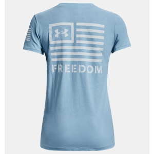 UA Women's Freedom Banner T-Shirt Blizzard/Halogen Blue Large - Under Armour