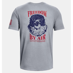 UA Men's Freedom By Air T-Shirt Steel Medium Heather/Red 2X-Large - Under Armour