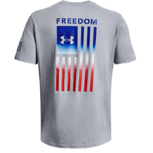 UA Freedom Flag Gradient T-Shirt, Men's, Steel Heather, S - Under Armour