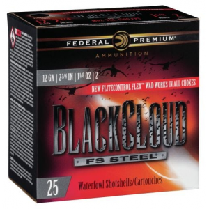 eral Black Cloud FS Steel 12 Gauge 2.75 1 1/8 Oz 2 Shot 25 Bx/ 10 Cs Ammo