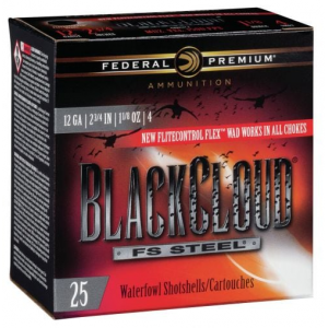 eral Black Cloud FS Steel 12 Gauge 2.75 1 1/8 Oz 4 Shot 25 Bx/ 10 Cs Ammo