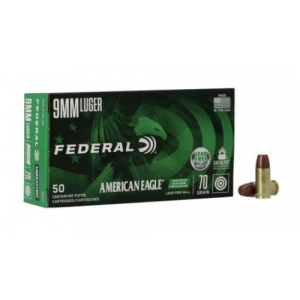 eral American Eagle IRT Lead Free Full Metal Jacket 9mm 50 Round Box Ammo