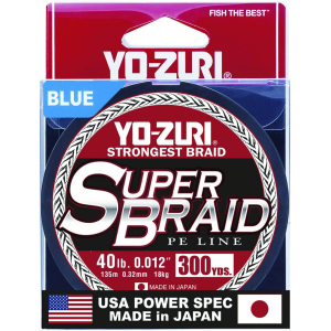 Yo-Zuri SuperBraid Fishing Line, Blue, 40lb Break Strength, 300 Yards - Yo-Zuri