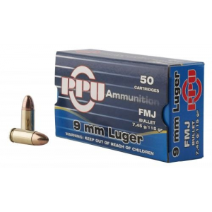  Handgun 9mm Luger 115 Gr Full Metal Jacket (FMJ) 50 Bx/ 20 Cs Ammo