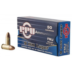  Handgun 9mm Luger 124 Gr Full Metal Jacket (FMJ) 50 Bx/ 20 Cs Ammo