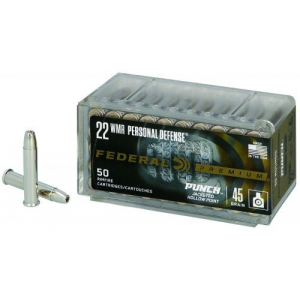 eral Premium Personal Defense .22 WMR 45 Gr Punch Jacket Hollow Point 50 Bx/ 40 Cs Ammo