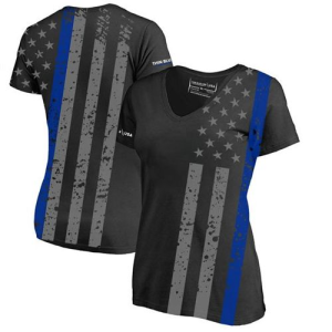 Thin Blue Line Women's Distressed Thin Blue Line Flag Dri-Fit Shirt XL - Blue Line