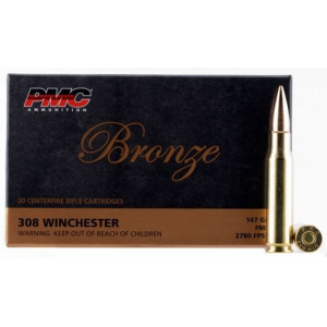  Bronze Full Metal Jacket 308 Winchester 147gr 20 Round Box Ammo