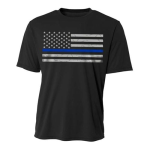 Thin Blue Line Performance Polyester Men's T-Shirt Large - Blue Line