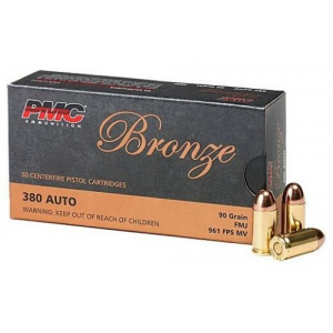  Bronze 380 ACP 90 Grain Full Metal Jacket 50rd Box Ammo