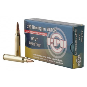  Match .223 Remington 75 Gr Hollow Point Boat-Tail (HPBT) 20 Bx/ 50 Cs Ammo