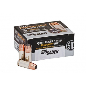  Sauer Elite V-Crown Jacketed Hollow Point 9mm 124 Gr 20 Round Box Ammo