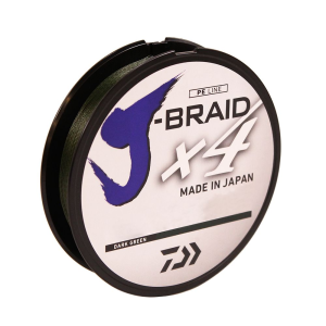 Daiwa J-Braid x4 Braided Line 300 Yards, 8 lbs, .005" Diameter, Dark Green - Daiwa